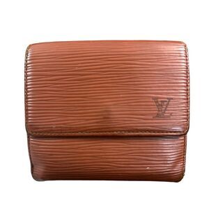 Vintage Louis Vuitton Epi Porte Feiulle Elise Credit Tan Leather Trifold Wallet